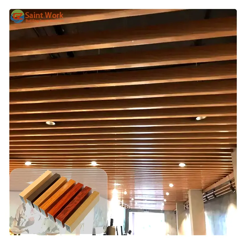 Azulejos de techo de Metal con aborto de sonido, deflector de tira en U, paneles de techo de aluminio para decoración Interior de techo falso, pasillo, supermercado