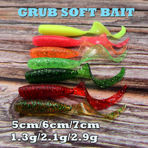 Usine de Weihai, leurres de pêche personnalisables, gros leurres à queue enroulée, vers, 5 cm, 6 cm, 7 cm, leurres de pêche en caoutchouc souple, leurres pour la pêche au bar - Product Image 3