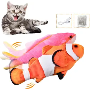 Floppy Realista Simulación Wagging Catnip Interactivo Kicker Divertido Ejercicio Eléctrico Movimiento Fish Cat Toy