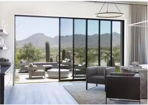 NFRC Moderno marco delgado de aluminio 4 paneles de vidrio templado Patio puerta corredera huracán impacto aislamiento térmico sala de estar - Product Image 4