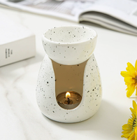 Brûleur à Huile en Céramique Blanc Moucheté, Chauffe-Plat pour Bougie Chaude, Diffuseur d'Arômes et de Cire Fondue, Parfum d'Ambiance pour la Maison, Vente en Gros