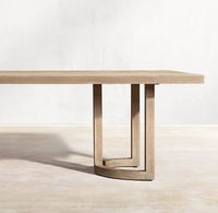 Ensemble de salle à manger d'extérieur en teck contemporain 6 places, résistant aux intempéries, en bois massif, pour usage en terrasse