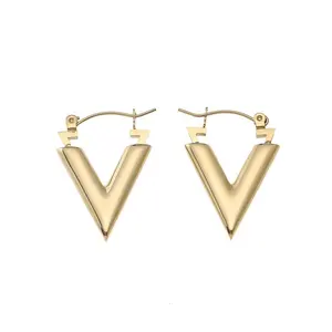MICCI – boucles d'oreilles en acier inoxydable plaqué or 18 carats, bijoux tendance, lettre en forme de V, vente en gros