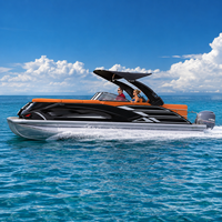 Bateau ponton spacieux 2026 pour 12 passagers, avec arche sportive, écran LCD, table, direction hydraulique, yacht de loisirs, embarcation de vacances