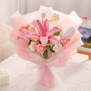 ช่อดอกไม้ถักไหมพรมทำมือ ของขวัญวันวาเลนไทน์สำหรับแฟนสาว - Product Image 4