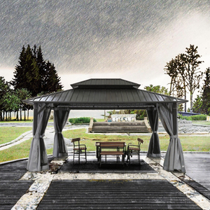 Gazebo de Aluminio Resistente con Techo Doble Metálico, Impermeable, Ecológico, Muebles de Exterior, Diseño Mid-Century, para Patio de Hotel, con Cierre - Product Image 2