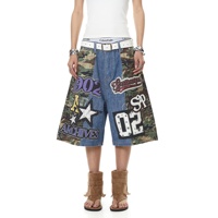 Shorts en jean camouflage graffiti imprimé 3D coupe bootcut vintage tendance pour hommes et femmes, nouvelle collection été, design de niche, longueur mi-cuisse, vente en gros