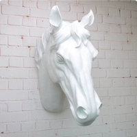 Escultura de Cabeza de Caballo de Tamaño Real (60 cm) para Montar en la Pared, Decoración de Pared de Cabeza de Animal de Resina FRP para Club Ecuestre, Bar, Hotel, Área Comercial