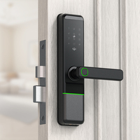 Cerradura Inteligente con Huella Dactilar LianTian, Negro Mate, Wi-Fi, BLE, Control por Aplicación Tuya/TTLock, Desbloqueo Biométrico por Huella Dactilar en la Nube, para Hogar de Madera