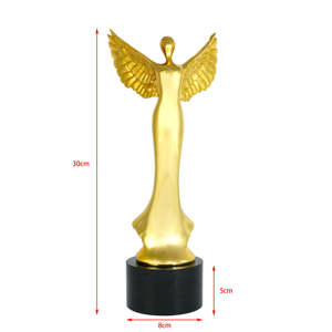 Nuovo arrivo di alta qualità oro <span class=keywords><strong>angelo</strong></span> trofeo di cristallo <span class=keywords><strong>nero</strong></span> Base rotonda scudo di vetro premio - Product Image 5