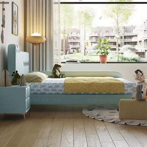 Cama de cocodrilo de dibujos animados para niños, cama de lujo minimalista moderna con barandillas para niños, tema de animales de espacio pequeño - Product Image 3