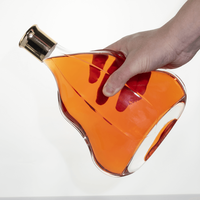 Personnalisé Degin 1000ml Super Flint Bouteille En Verre Gourde Forme Rhum Gin Tequila Vodka Brandy Bouteille En Verre Avec Bouchon LGG-071