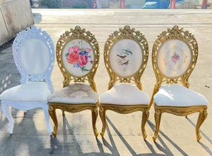 Sillas de Lujo para Banquetes de Boda, Estilo Luis, con Cojín de Terciopelo Rojo y Resina Dorada, para Hotel, Entrada, Fiesta, Sala de Estar - Product Image 4