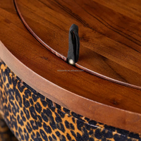 Ensemble de coiffeuse gain de place à imprimé léopard avec miroir rond rabattable, table de maquillage et bureau de rangement, suite de luxe, mobilier rembourré