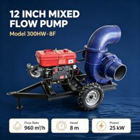 Pompa Irigasi Pertanian Pompa Air 12 Inch Pompa Air Diesel 35HP Unit Aliran Campuran Mobile untuk Irigasi Pertanian Lahan Pertanian