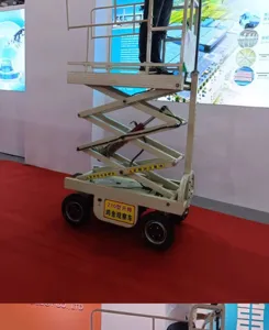 עגלת הרמה הידראולית מגולוונת מפלדה לבנה עם פלטפורמת הליכה, לרכב תחזוקה, תצפית וניקיון לולים חשמליים 220V - Product Image 3