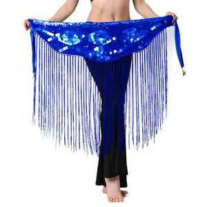 Sciarpa tribale con paillettes lucide con nappine per danza del ventre per prestazioni di Halloween in vita a catena Costume