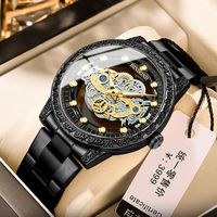 Reloj BINBOND para Hombre, Retro Clásico, Esqueleto Transparente, Cuarzo, Relojes de Lujo para Hombre, Correa de Cuero, Resistente al Agua, Logotipo Personalizado, Reloj de Pulsera