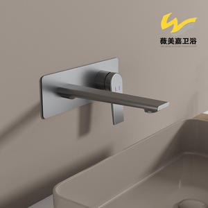 Grifo de Lavabo Empotrado en Pared, Totalmente de Cobre, Doble Estructura, Activación por Elevación, Diseño Minimalista, para Hoteles, Agua Fría y Caliente - Product Image 6