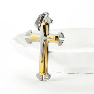 Collier avec pendentif croix en acier inoxydable, pendentifs religieux, croix de prière, Jésus, Bible, pour chaîne, cadeau chrétien pour hommes et femmes - Product Image 1