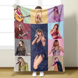 Custom Printing Different Size 150*200cm Fleece Background Decoration Flannel Taylor ERAS Swift Singer Flannel Throw Blanket