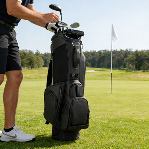 PRIMUS <span class=keywords><strong>GOLF</strong></span> Mayoreo de Lujo <span class=keywords><strong>Bolsa</strong></span> de <span class=keywords><strong>Golf</strong></span> de Cuero PU Negra de Alta Calidad con Soporte/Transporte - Product Image 4