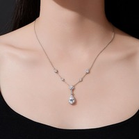 Collier en argent sterling 925 plaqué or pour femmes, avec moissanite en forme de poire, pour fiançailles, mariage, fête, fabrication de bijoux personnalisés