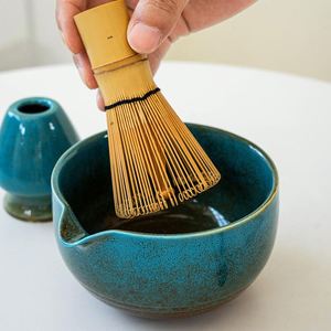 Handmade Blue Green Gradient Matcha Bowl <b>Set</b> with Pour Spout Ceramic Chawan with Whisk Holder Artistic Glaze <b>Tea</b> for <b>Tea</b> Lovers - Product Image 4
