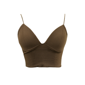 Débardeur sexy moulant pour femme avec soutien-gorge push-up intégré et coussinets, haut court tricoté, tube top, débardeur en V, bralette – Grande Vente - Product Image 1