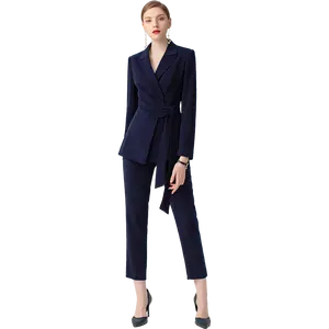 High end quality elegant unique working women professional office wear 2 piece suit for business ladies