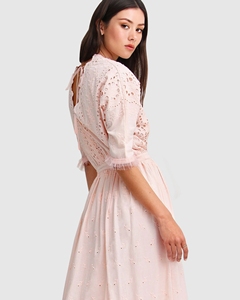 Robe longue brodée pour femmes, tenue de loisirs, élégante, rose, pour les dames, nouvelle collection d'été - Product Image 5