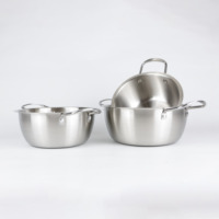 Wok classique en acier inoxydable 24cm ensemble de marmites à soupe ramen coréennes pour le camping en plein air nouilles instantanées fruits de mer stock de cuisson en métal