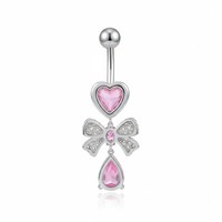 HGC 316L Nouveauté : Piercing de nombril style barre avec pendentif, plaqué PVD, bijou de piercing nœud papillon