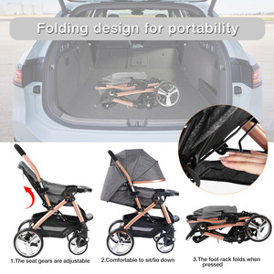 Passeggino Multifunzionale 180 °   Angolo Regolabile |   Ruote Pieghevoli Portatili con Assorbimento degli Urti, Colori Personalizzabili - Product Image 5