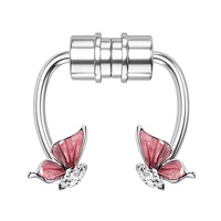 Kupu-kupu Stainless Steel Klip Hidung Pada Cincin Perhiasan Tindik Cincin Hidung