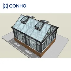 GONHO Foshan Manufacturer Outdoor Aluminum Frame Modern House Design Canopia Polycarbonate Sun Room Glass House Outdoor Sunrooms