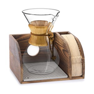 Wooden Coffee Filter Paper <b>Storage</b> <b>Box</b> Rectangle Burnt Color <b>Kitchen</b> Standing Type Neatening <b>Storage</b> - Product Image 1