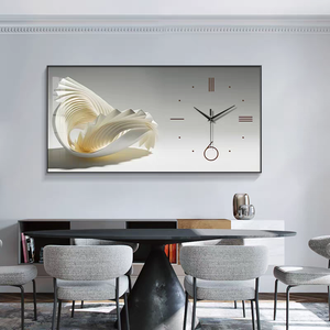 <span class=keywords><strong>Horloge</strong></span> <span class=keywords><strong>murale</strong></span> silencieuse créative avec peinture sur cristal imprimée, style affiche de luxe moderne, pour salon, salle à manger, chambre à coucher - Product Image 5