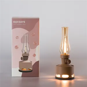 Tubicen ancienne lampe à huile 4000mAh lampe à kérosène Rechargeable sans fil rétro sans flamme Portable lanterne lumière de Table pour les rencontres