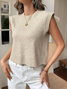Haut en tricot de dentelle respirant et anti-plis sans manches à col rond pour femme, décontracté, tendance, polyvalent et <span class=keywords><strong>sexy</strong></span>, été 100% - Product Image 1