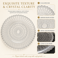 Assiette de présentation en verre transparent pour location de mariage, dessous de plat en verre transparent gaufré pour la décoration de table de banquets et événements de luxe