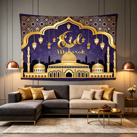 Bannière de fond en polyester traditionnelle Ramadan Mubarak Eid Mubarak pour la décoration de la maison