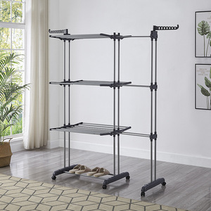 Üç Katlı Uzatılabilir Katlanabilir Metal X Şekilli Askılık Yerden Tasarruf Sağlayan Giysi Kurutmalığı Ev Tipi Ayaklı Havlu Askılığı - Product Image 2