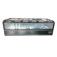 Congélateur commercial modulaire combiné en îlot avec grande vitrine en verre incurvé pour supermarché, congélateur coffre pour la présentation d'aliments surgelés