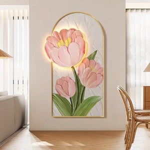 Tulip Decorative Painting Metal Frame Oil Canvas Modern <b>Wall</b> Art For Entryway Living Room Sofa Background - Product Image 1