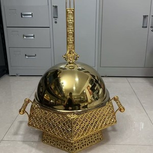 Stainless Steel Chafing Dish 8L Round Buffet <b>Stove</b> With Hanging Lid European Style Hotel Use - Product Image 3