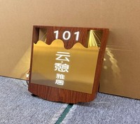Plaque de porte rétroéclairée 3D en faux pierre avec numéro de maison LED personnalisé pour l'orientation des appartements de luxe