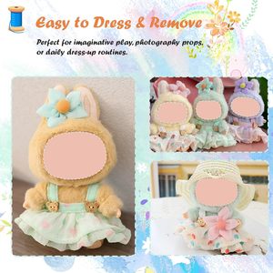 Elegante Conjunto de Ropa de Muñeca Icoko de 17 cm, Incluye Vestido Floral Beige, Accesorios y Ropa de Muñeca de 3 Piezas, Moda de Paja 1 - Product Image 5