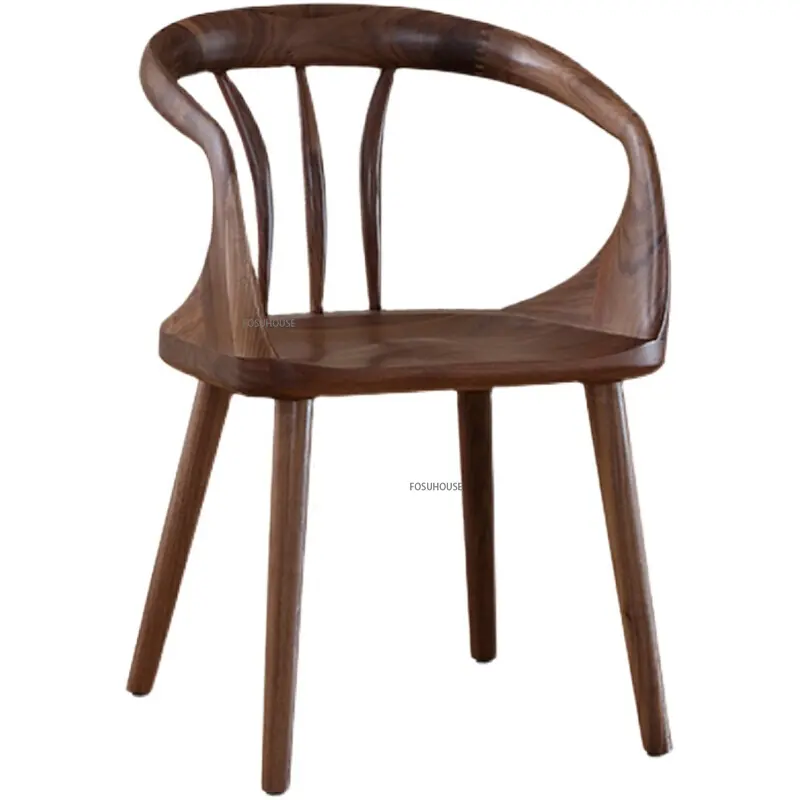 North American Black Walnut Esszimmers tuhl Nordic Leisure Tische und Stühle für Simple Home Massivholz Rückenlehne Stuhl