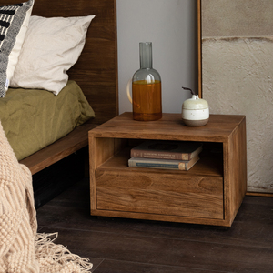 Muebles de Teca Importados, Mesa de Noche de Madera Maciza Pura, Dormitorio, Estilo Vintage Exquisito, Origen Chongqing, Modelo YJ - Product Image 1